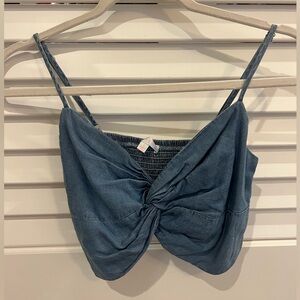 Luxxel Denim twist crop-top Size:S